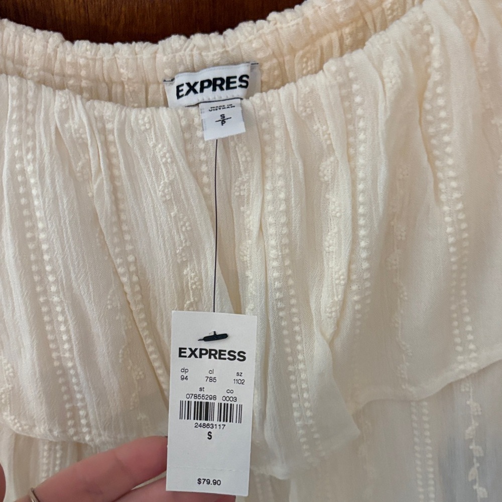Express Ivory Textured Strapless Romper - Picture 2 of 4